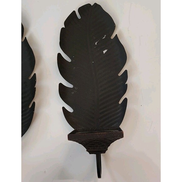 Partylite Island Escape Banana Leaf Metal Wall Candle Holders Set of 2 Retired - Picture 3 of 5